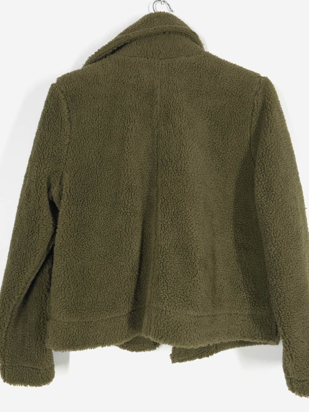 Banana Republic Olive Green Sherpa Teddy Jacket Coat Women’s M - Picture 2 of 7